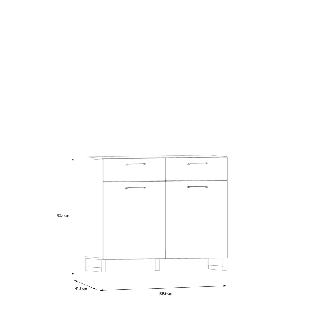 Sadie 2 Door 2 Drawer Chest in Light Grey