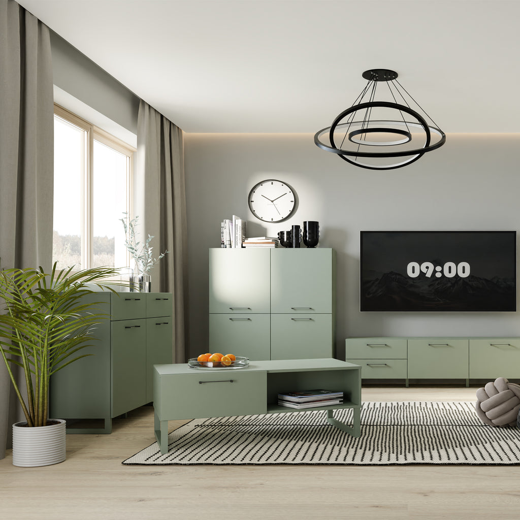 Sadie 2 Door  2 Drawer Chest in Sage Green
