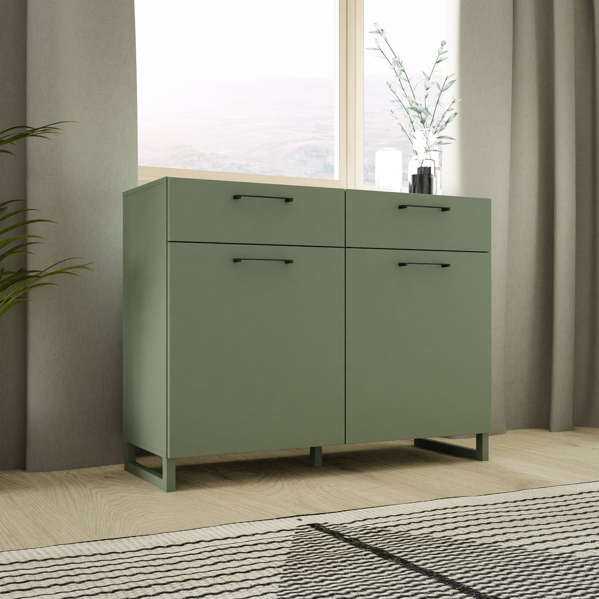Sadie 2 Door  2 Drawer Chest in Sage Green