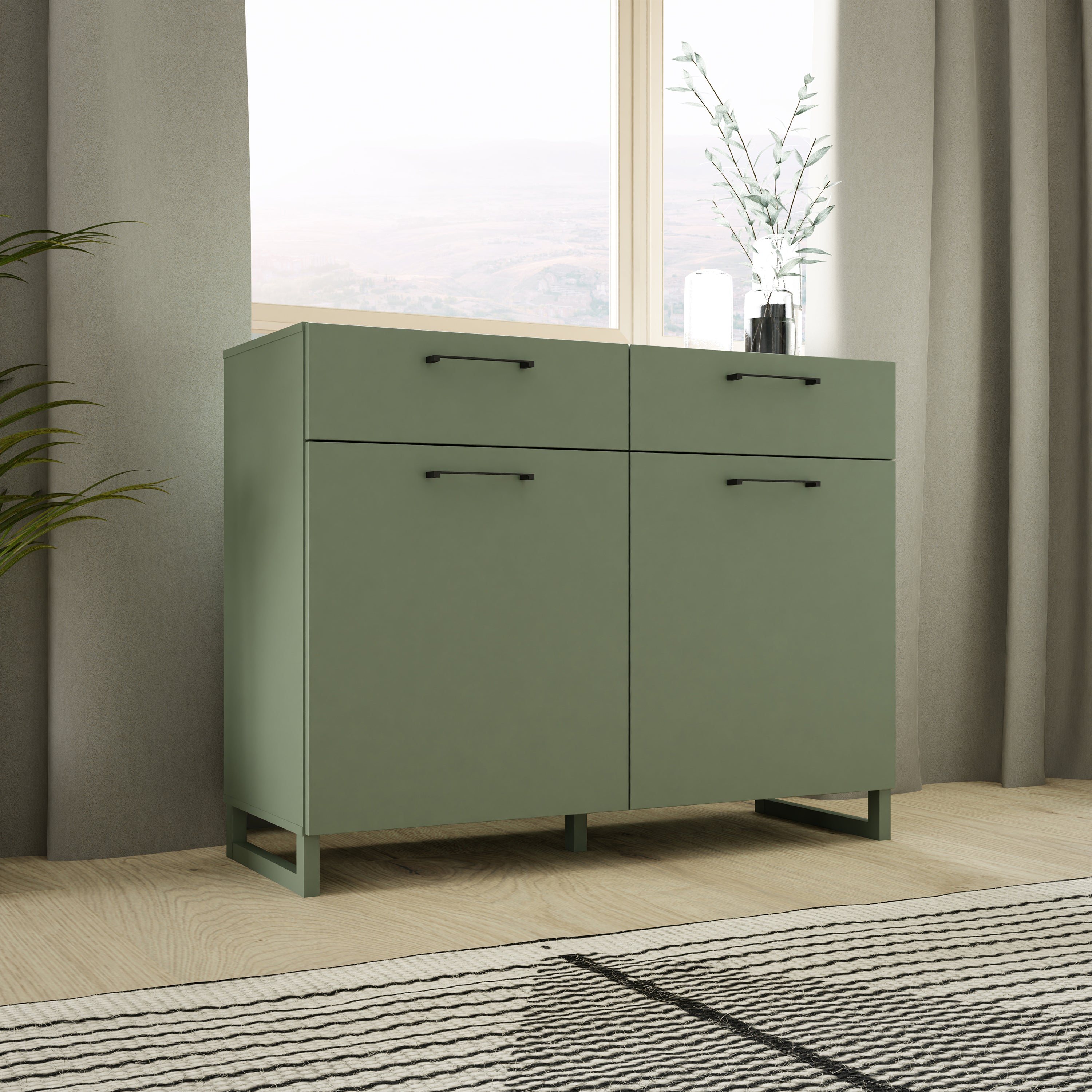 Sadie 2 Door  2 Drawer Chest in Sage Green