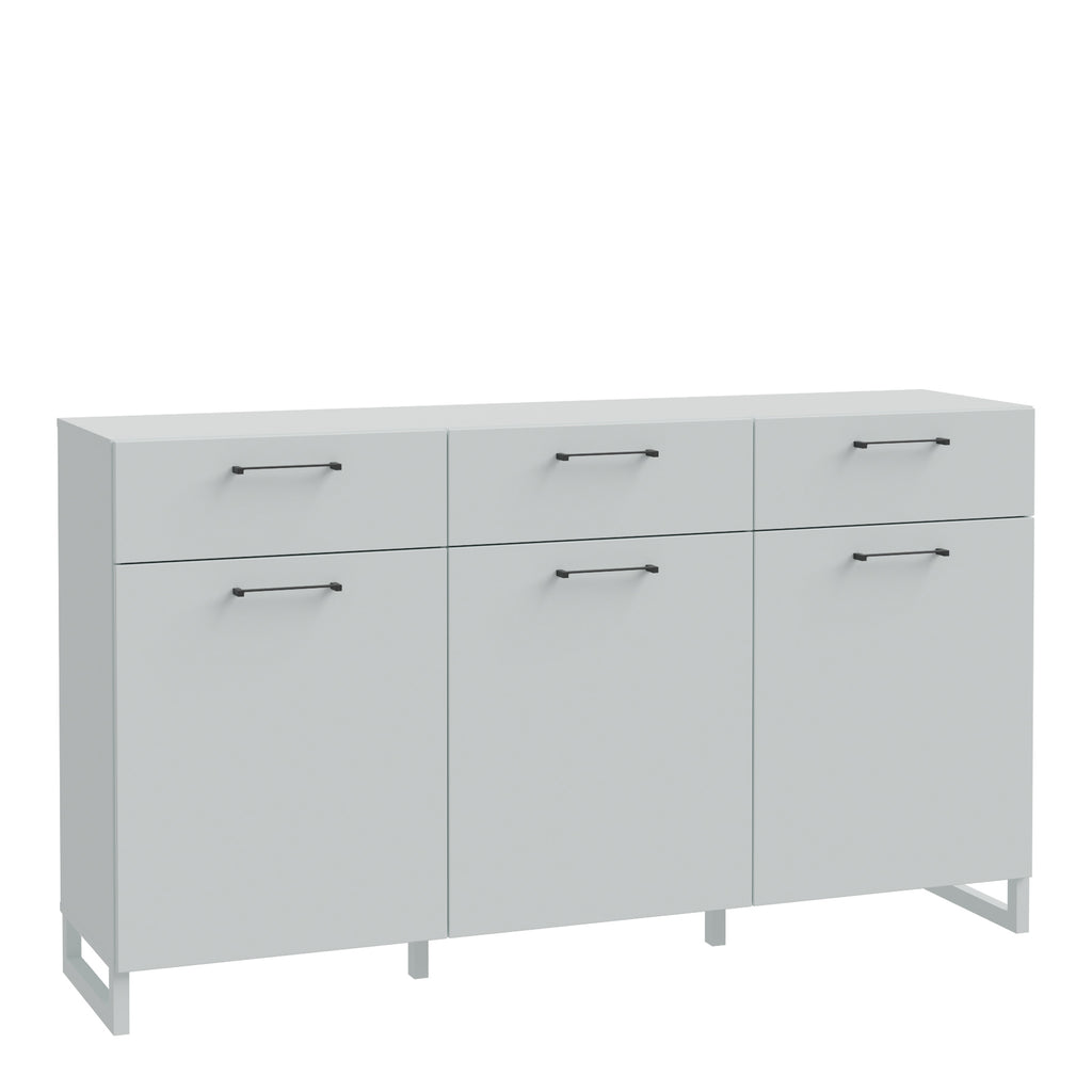 Sadie 3 Door 3 Drawer Chest in Light Grey