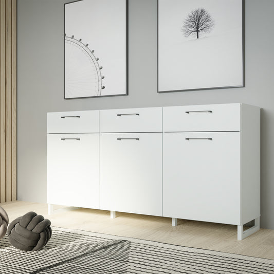 Sadie 3 Door 3 Drawer Chest in Light Grey