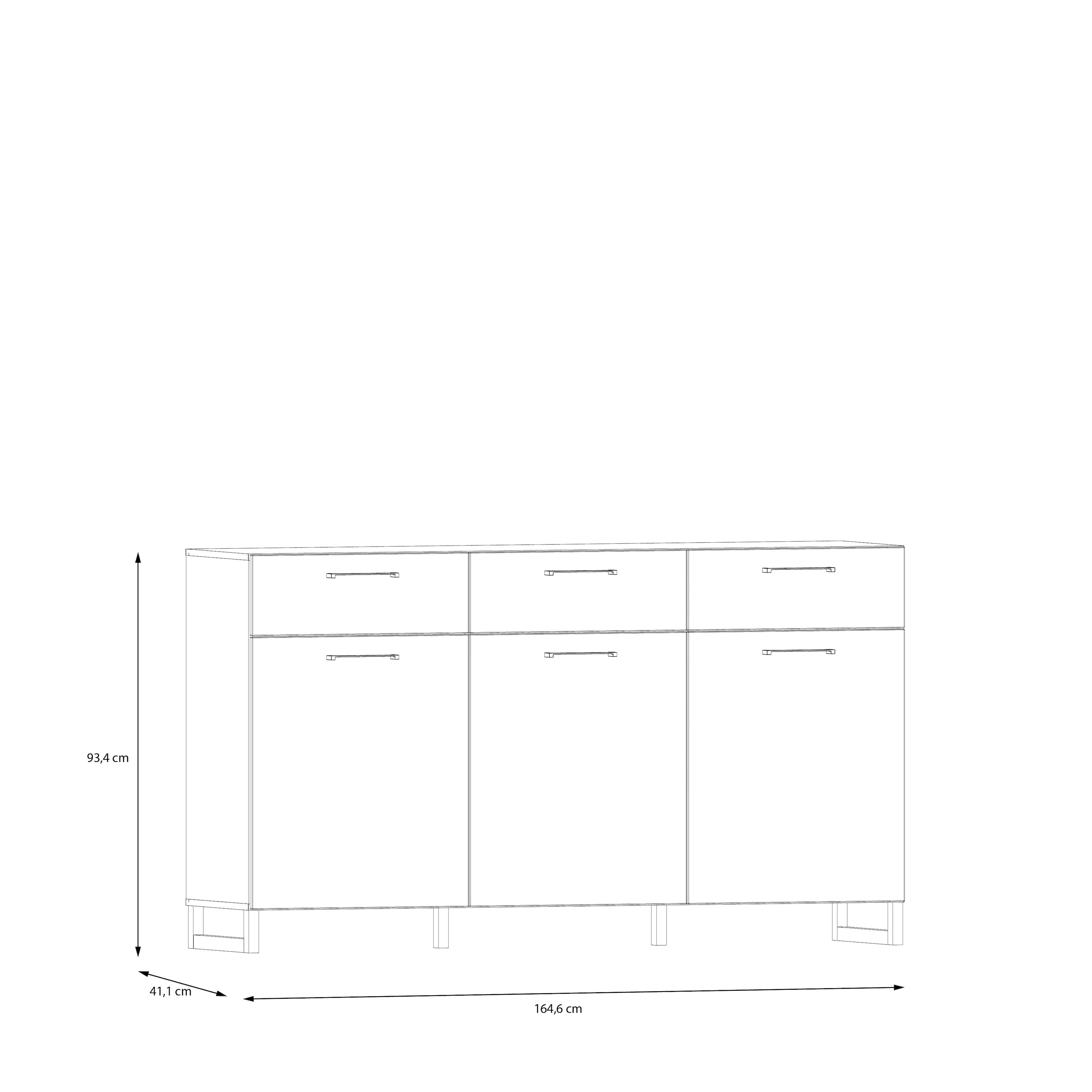 Sadie 3 Door 3 Drawer Chest in Light Grey
