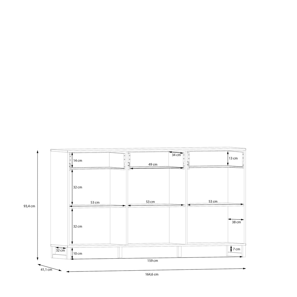 Sadie 3 Door 3 Drawer Chest in Light Grey