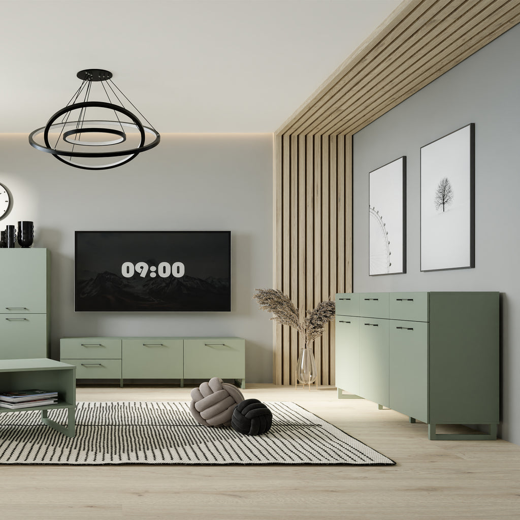 Sadie 3 Door 3 Drawer Chest in Sage Green