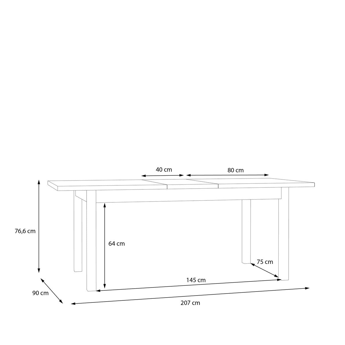 Woodland Dining Table - Light Grey & Oak 160.4x90cm