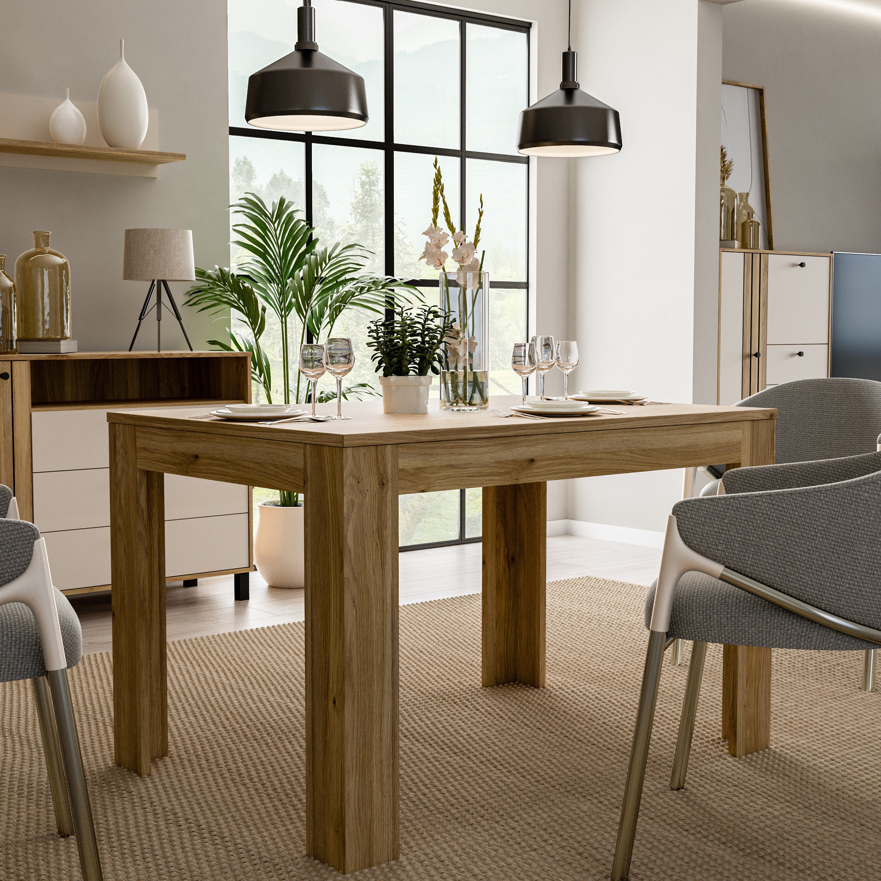 Grayson Extending Dining Table in Oak 120-175cm