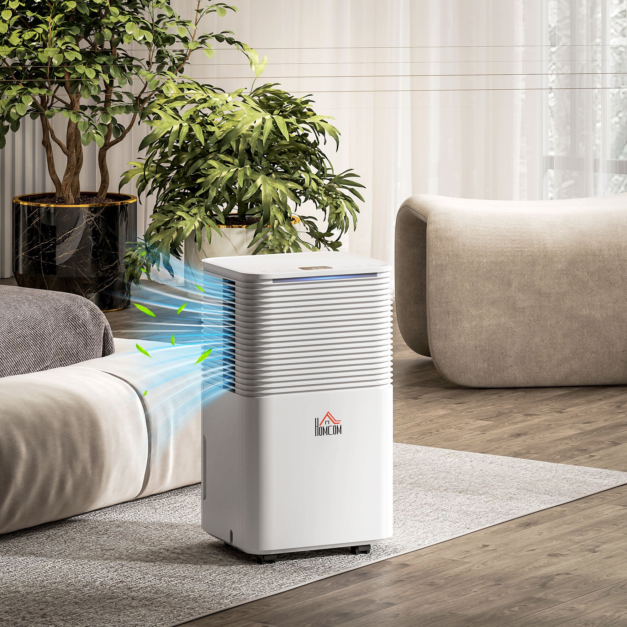 12L/Day Dehumidifier with 2L Water Tank, Laundry Drying, Automatic Humidity Sensor, Electric Portable Dehumidifier with 24H Timer, 3 Modes for Home Damp, Mould and Condensation