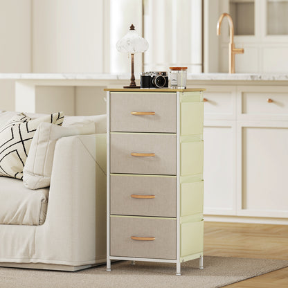 Chest of Four Fabric Drawers - Beige