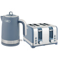 Sleek Textured Kettle and Four-Slice Toaster Set - Blue