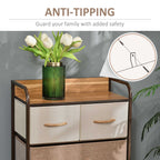 HOMCOM 5-Drawer Dresser Tower 3-Tier Storage Organizer with Steel Frame Wooden Top for Bedroom Hallway Closets