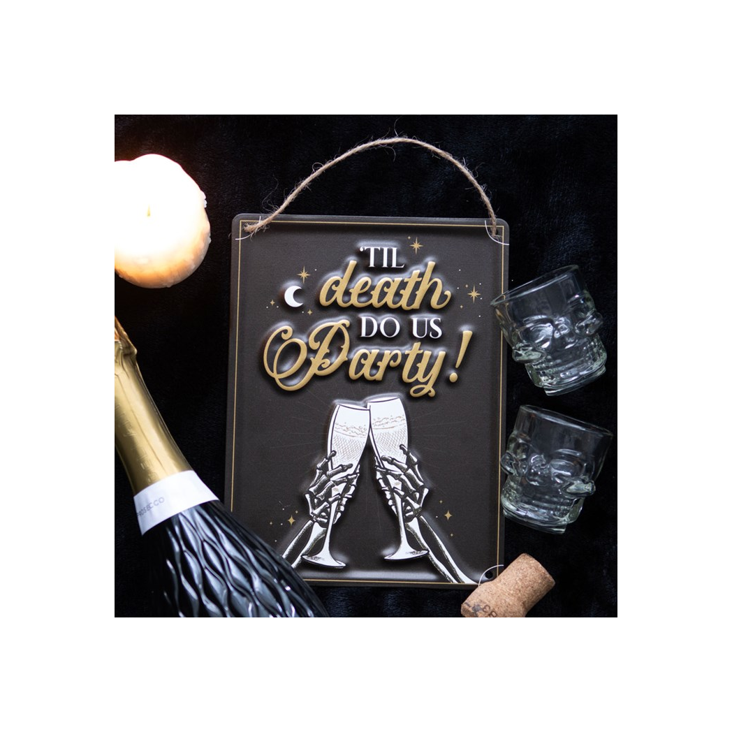 Til Death Do Us Party Champagne Hanging Metal Sign
