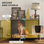 PawHut Large Dog Crate Furniture with Rotating Bowl Holder, 2 Bowls, 2 Doors, for Large Dogs, 100 x 60 x 88 cm, Grey