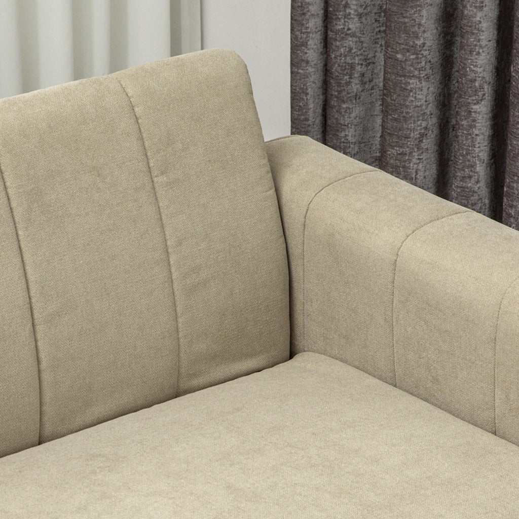 HOMCOM 3 Seater Sofa, Modern Fabric Sofa Couch, Channel Tufted Upholstered Sofa Settee for Living Room, Guest Room, Bedroom, Home Office, Khaki