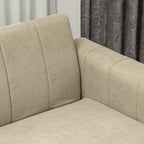 HOMCOM 3 Seater Sofa, Modern Fabric Sofa Couch, Channel Tufted Upholstered Sofa Settee for Living Room, Guest Room, Bedroom, Home Office, Khaki