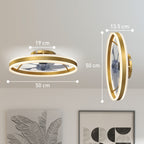 Ceiling Fan with Light and Remote, LED Mount Ceiling Fan with 3 Colour Temperatures, 6 Speed, 50 cm, Gold Tone