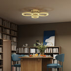 4-Ring LED Ceiling Light, Flush Mount Ceiling Light with 3 Colour Temperatures, Gold Tone