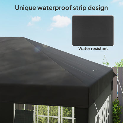 Outsunny 3 x 6m Pop-Up Gazebo, with Removable Walls - Black