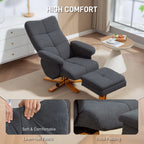 HOMCOM Linen-Look Recliner, with Storage Ottoman - Grey