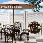 Outsunny 5 Pieces Garden Dining Set for 4, Cast Aluminium Outdoor Dining Set with 4 Armchairs and Round Dining Table with Parasol Hole, Garden Furniture Bistro Set, Bronze Tone