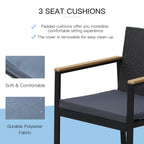 Outsunny 4 Pieces Rattan Garden Furniture Set, 4 Seater Garden Sofa Set with Loveseat, 2 Armchairs and Glass Top Coffee Table, Wicker Outdoor Conservatory Furniture with Cushions for Patio, Black