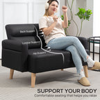 HOMCOM Small Faux Leather 2 Seater Sofa Settee - Black