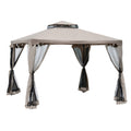 Outsunny Outdoor Gazebo, 2-tier Roof with Netting, 295L x 295W x 263Hcm-Taupe