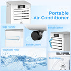 10000 BTU Air Conditioning Unit, 4-in-1 Portable Air Conditioner, Dehumidifier, Cooling, Fan, Sleep Mode, with Remote Control, LED Display, 2 Speeds, 24H Timer, Window Venting Kit, 22m²