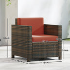 Outsunny PE Rattan Garden Armchair with Cushion - Mixed Brown/Orange