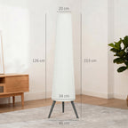 Dimmable Tripod Floor Lamp with Foot Switch, Nordic Standing Lamp with Fabric Shade, 153cm, White and Grey