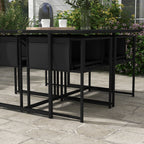 Outsunny 5 Piece Garden Dining Set with Breathable Mesh Seat, Adjustable Backrest, Tempered Glass Table Top for Patio, Black
