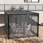 Outsunny 3 x 4m Aluminium Frame Pergola, with Retractable Roof - Dark Grey