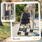 PawHut Dog Stroller, Foldable Cat Dog Pram for Miniature Breeds, Pet Stroller with Brake, Mesh Windows, Dark Grey