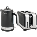 Sleek Textured Kettle and Toaster Set - Black