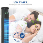 30'' Freestanding Tower Fan, 3 Speed 3 Mode, 10h Timer, 70 Degree Oscillation, LED Light, 5M Remote Controller, Dark Grey
