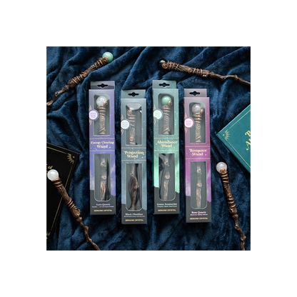 Protection Black Obsidian Crystal  Wand with Pouch