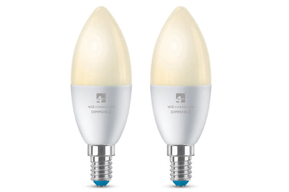 4lite WiZ Connected C37 Candle Dimmable Warm White WiFi LED Smart Bulb - E14 Small Screw