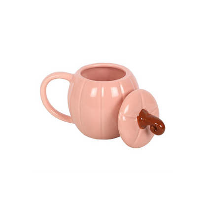 Pink Curly Pumpkin Lidded Mug