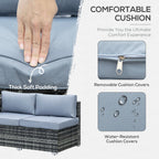 Outsunny Four-Piece Rattan Sofa Set with 11 Cushions, Steal Frame - Grey
