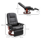 HOMCOM Reclining Swivel Chair, with Footrest - Black