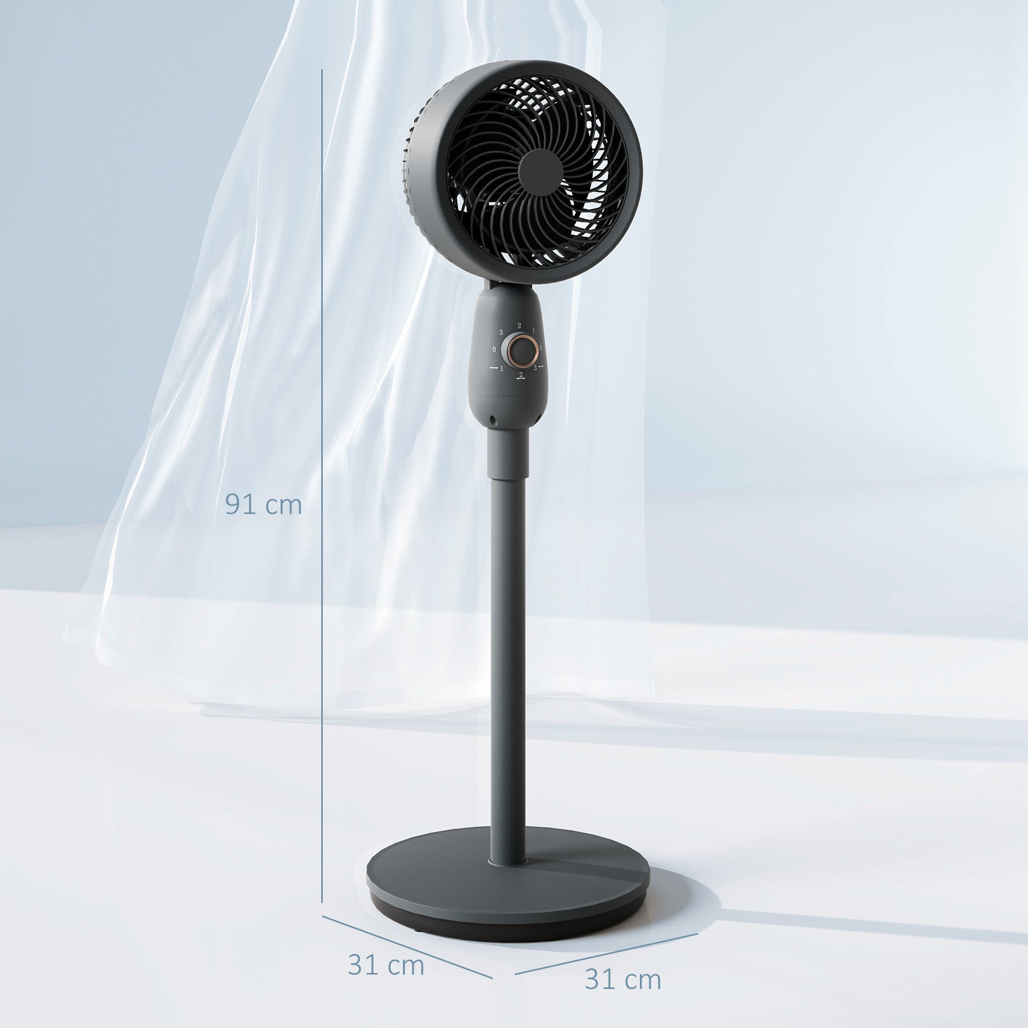Pedestal Fan, Powerful Air Circulator, 36 Inch Floor Standing Fan with 3 Speed Settings, 70° Oscillating for Bedroom, Home and Office, Grey