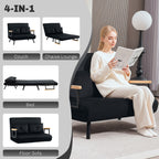 HOMCOM 4-in-1 Velvet-Feel Double Sofa Bed, with Pillows - Black