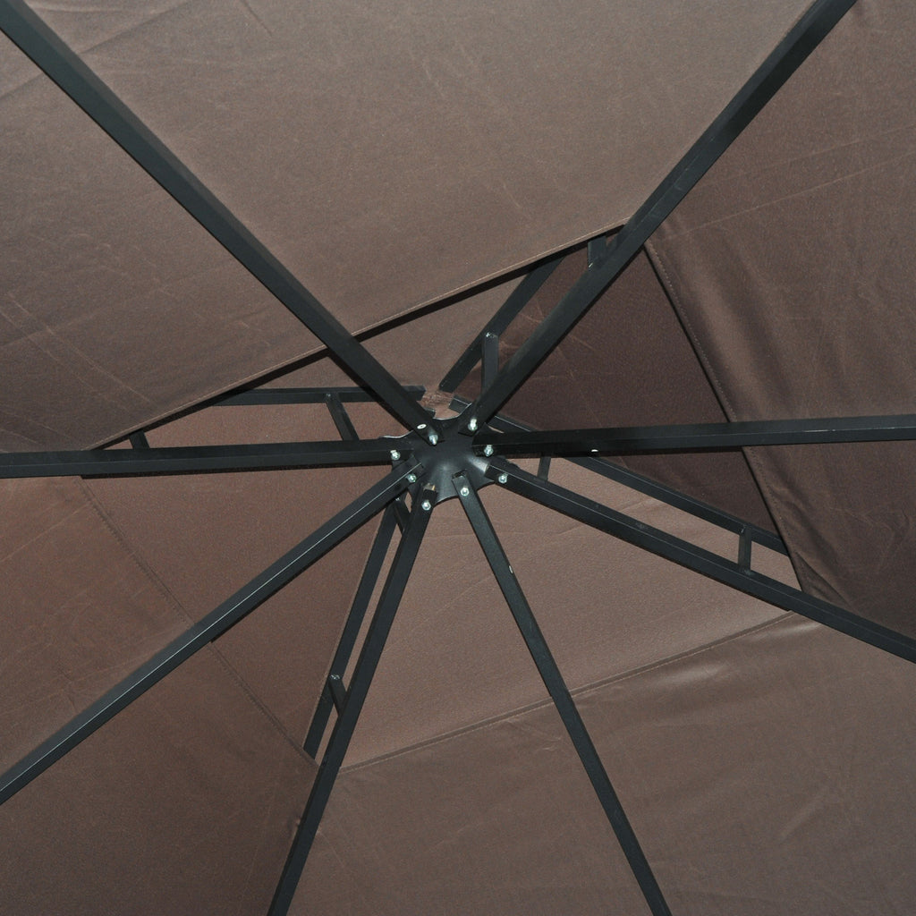 Outsunny 3 x 3 m Garden Gazebo Double Roof Marquee Patio Wedding Party Tent Canopy Shelter with Sidewalls (Brown)