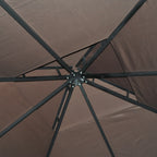 Outsunny 3 x 3 m Garden Gazebo Double Roof Marquee Patio Wedding Party Tent Canopy Shelter with Sidewalls (Brown)