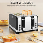 Sleek Textured Kettle and Four-Slice Toaster Set - Black