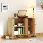 HOMCOM Vintage Sideboard with Chevron Doors and Pine Wood Legs for Living Room, Kitchen