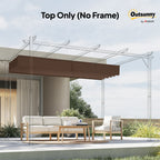 Outsunny Retractable Pergola Cover, 2.55 x 2.5 m Replacement Canopy Fabric for 3 x 3 m Frame, Roof Top Only, Brown