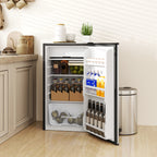 Under Counter Fridge, 91L Small Fridge with Chiller Box, Removable Shelf, Reversible Door, Adjustable Legs, Mini Refrigerator,  Silver Tone