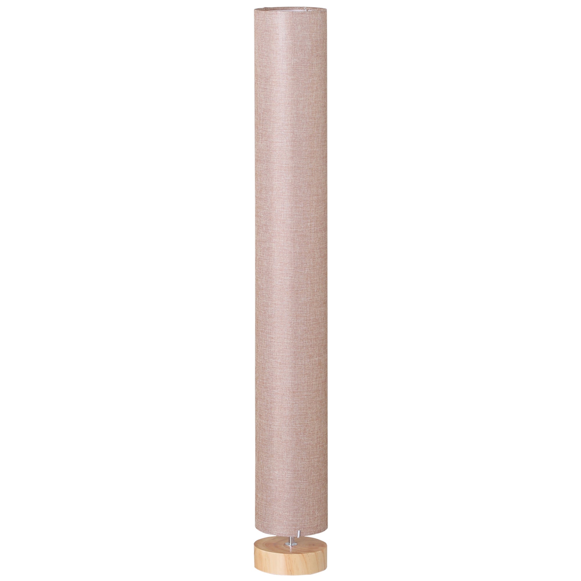 Floor Lamp for Living Room, 120cm Modern Standing Lamp with Linen Shade and Wooden Base, Cream