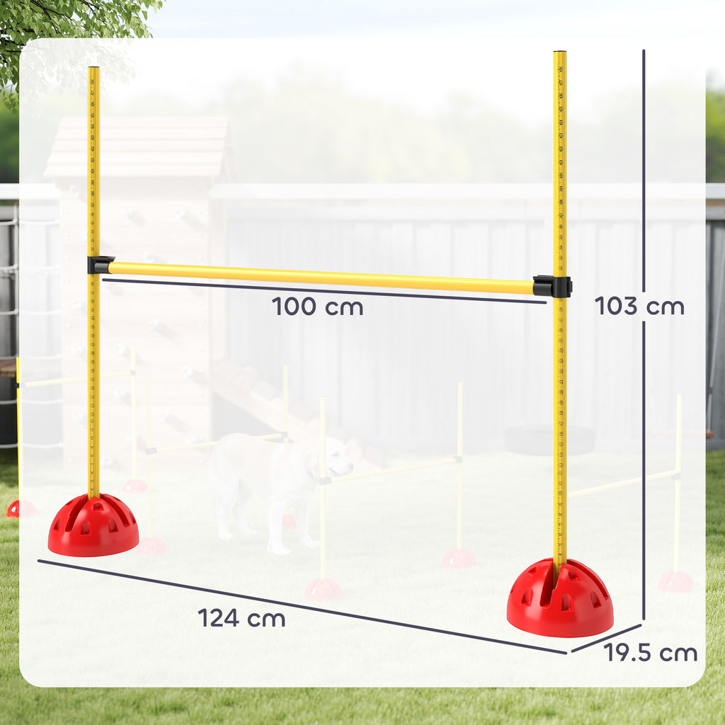 PawHut 4-piece Dog Agility Equipment with 4 Hurdles, Bag for Jump, Training, Yellow